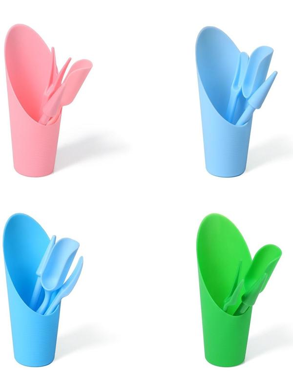 Набор посадочного инструмента, 4 предмета: лопатка, вилка, конус, стаканчик, цвет МИКС