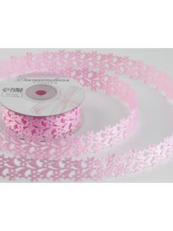 Лента фигурная «Ромашки», 25 мм, 9 ± 0,5 м, цвет розовый