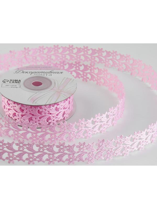 Лента фигурная «Ромашки», 25 мм, 9 ± 0,5 м, цвет розовый