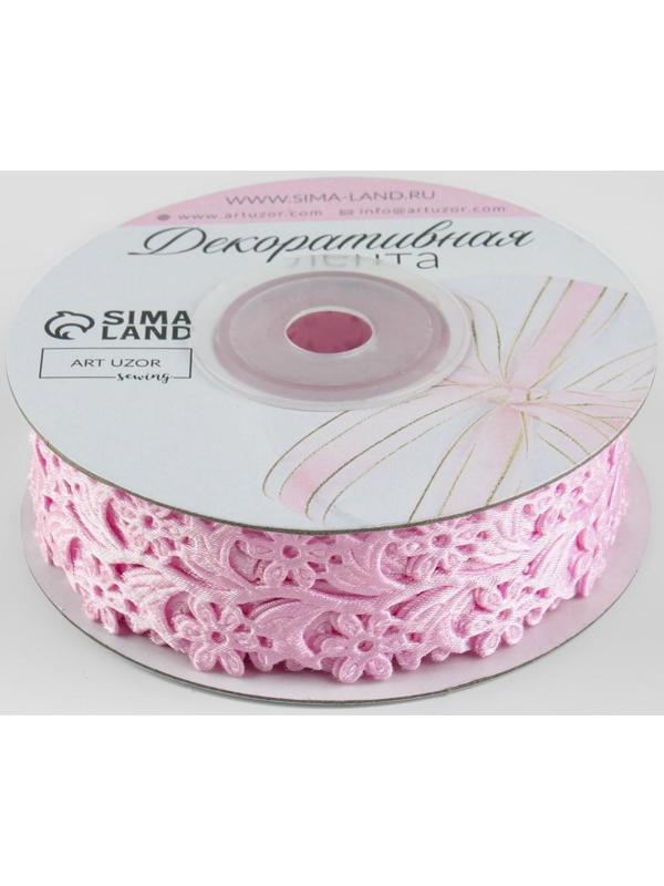 Лента фигурная «Ромашки», 25 мм, 9 ± 0,5 м, цвет розовый