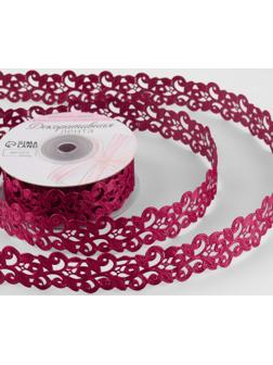 Лента фигурная «Вьюнчик», 25 мм, 9 ± 0,5 м, цвет вишнёвый