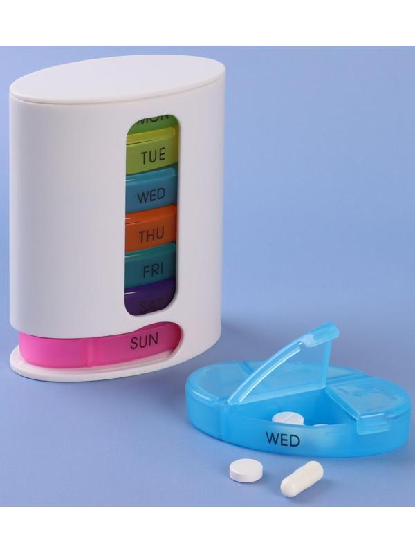 Таблетница-органайзер «Неделька», английские буквы, 7 контейнеров по 4 секции, разноцветная