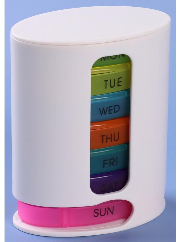 Таблетница-органайзер «Неделька», английские буквы, 7 контейнеров по 4 секции, разноцветная