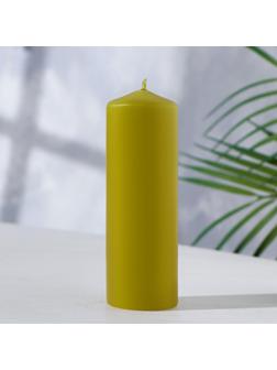 Свеча - цилиндр, 4×12 см, 15 ч, оливковая