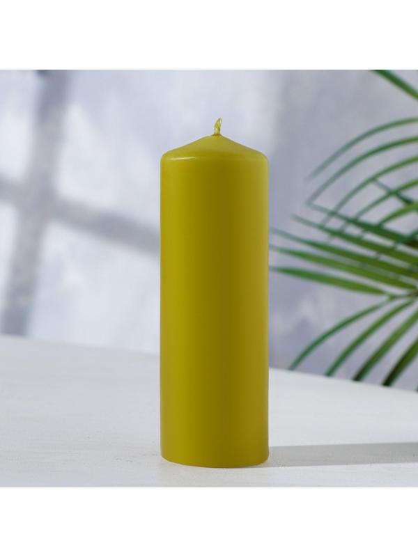 Свеча - цилиндр, 4×12 см, 15 ч, оливковая
