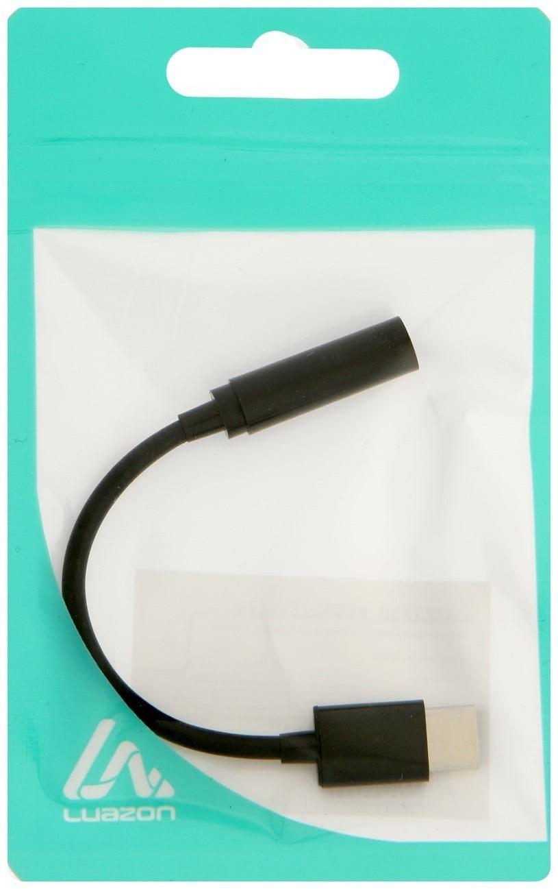 Переходник LuazON, с Type-C на Jack 3.5, чёрный