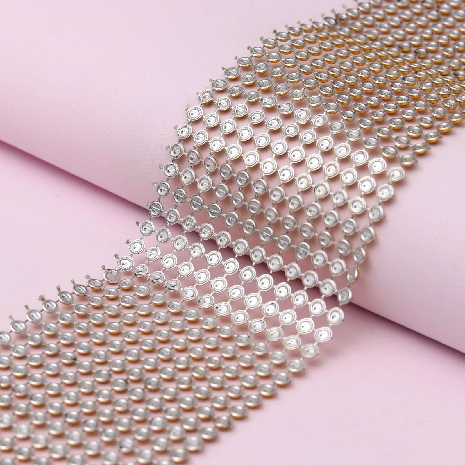 Лента с имитацией выпуклых страз, 5,75 см, 9 ± 1 м, цвет золотой