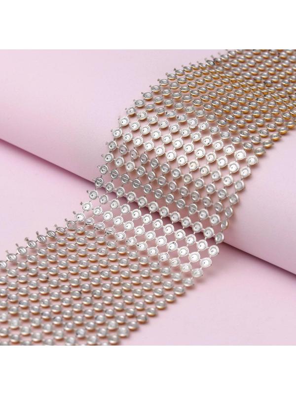 Лента с имитацией выпуклых страз, 5,75 см, 9 ± 1 м, цвет золотой