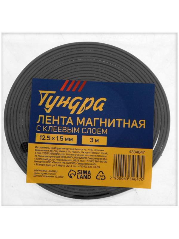 Магнитная лента ТУНДРА, с клеевым слоем, 12.5 х 1.5 мм, длина 3 м