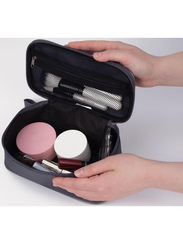 Косметичка на молнии, с подкладом, цвет серый