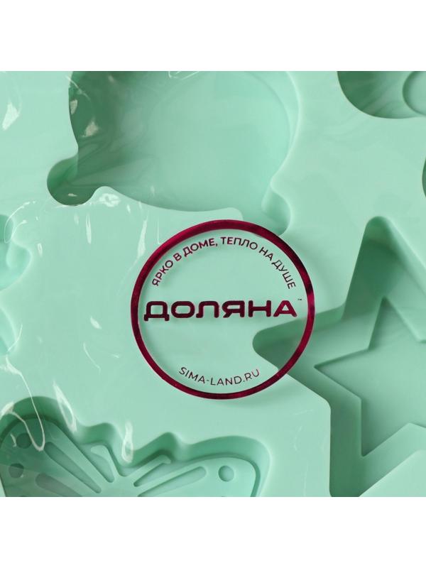 Форма для леденцов Доляна «Сладость», 6×6×1,8 см, 8 ячеек, с палочками, цвет бирюзовый