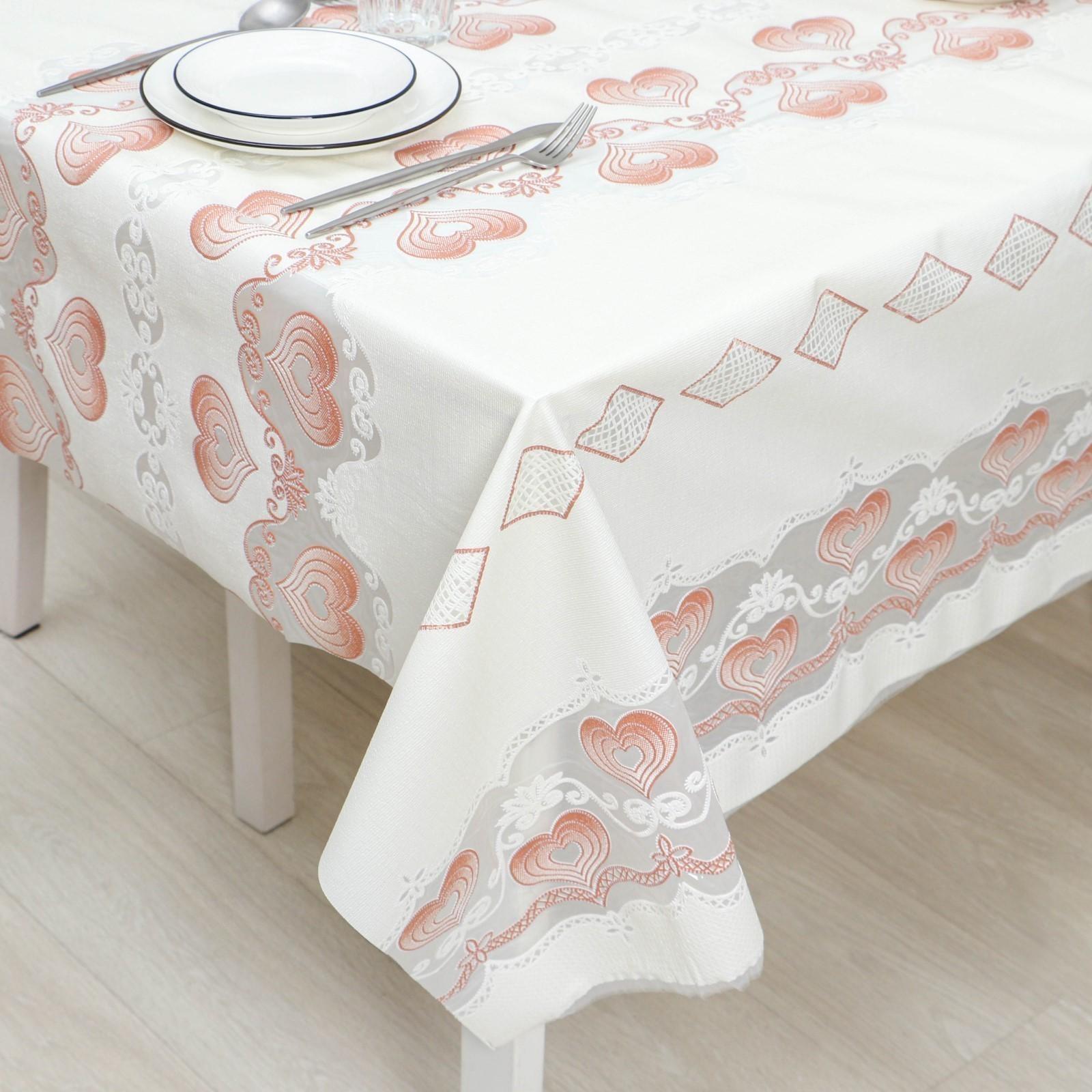 Клеёнка ажурная Lace «Роман», ширина 137 см, рулон 20 метров, цвет бежевый