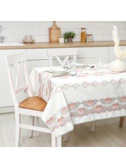 Клеёнка ажурная Lace «Роман», ширина 137 см, рулон 20 метров, цвет бежевый