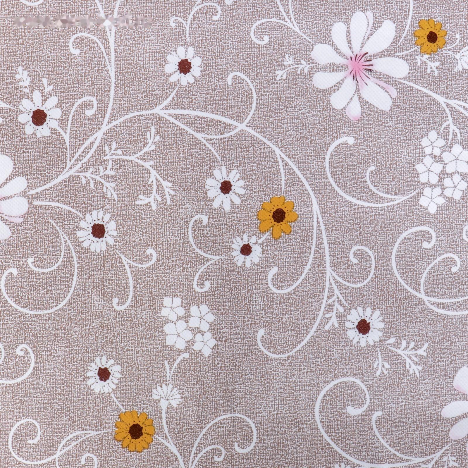 Скатерть столовая на нетканой основе «Ромашки», 137×110 см, цвет коричневый