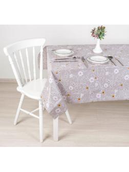 Скатерть столовая на нетканой основе «Ромашки», 137×110 см, цвет коричневый