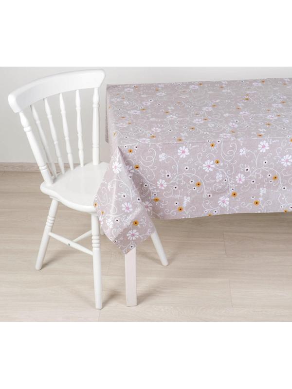 Скатерть столовая на нетканой основе «Ромашки», 137×110 см, цвет коричневый