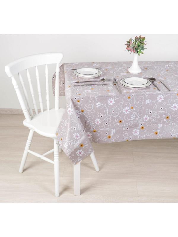 Скатерть столовая на нетканой основе «Ромашки», 137×110 см, цвет коричневый