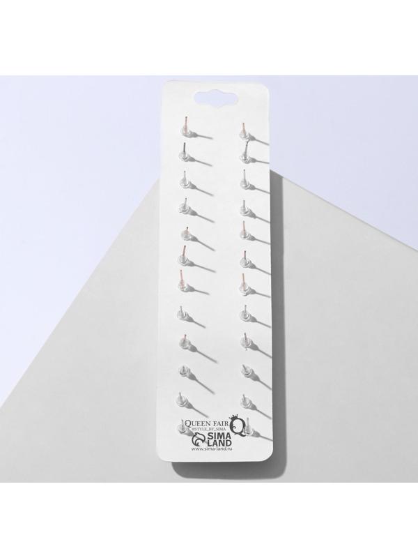 Пусеты 12 пар One year, весеннее ассорти, цвет бело-чёрный в золоте