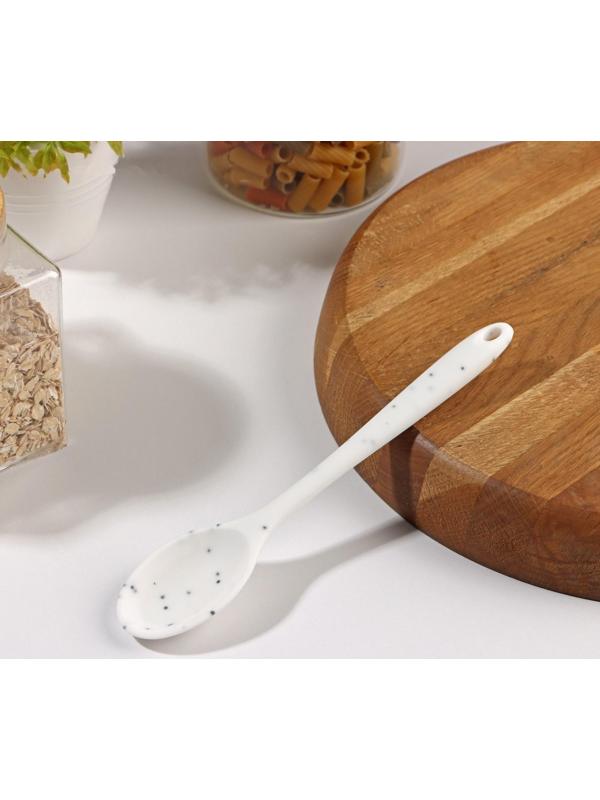 Ложка силиконовая гарнирная Доляна «Гранит», 20,5 см, цвет серый