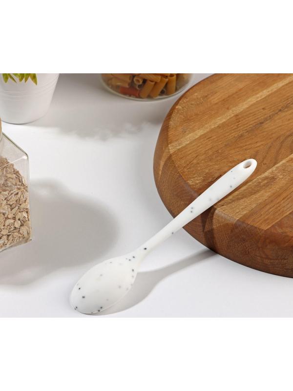 Ложка силиконовая гарнирная Доляна «Гранит», 20,5 см, цвет серый