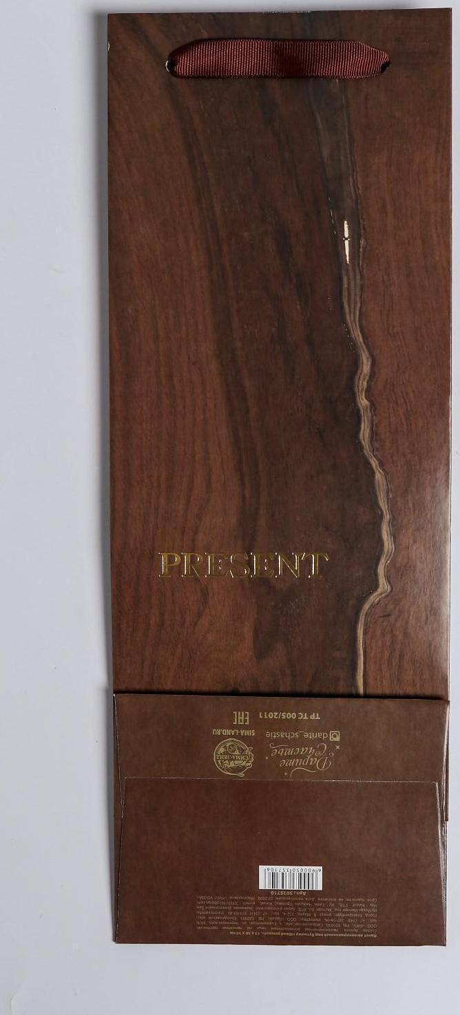 Пакет ламинированный под бутылку «Wood present», 13 x 36 x 10 см