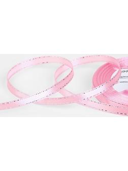Лента атласная «Серебряные нити», 6 мм × 23 ± 1 м, цвет розовый №004