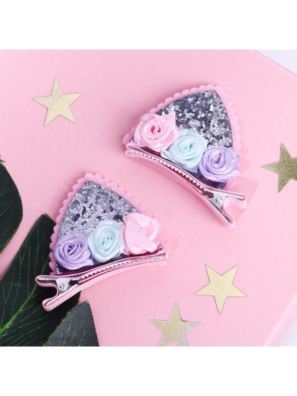 Заколки ушки для волос «Киса», пара