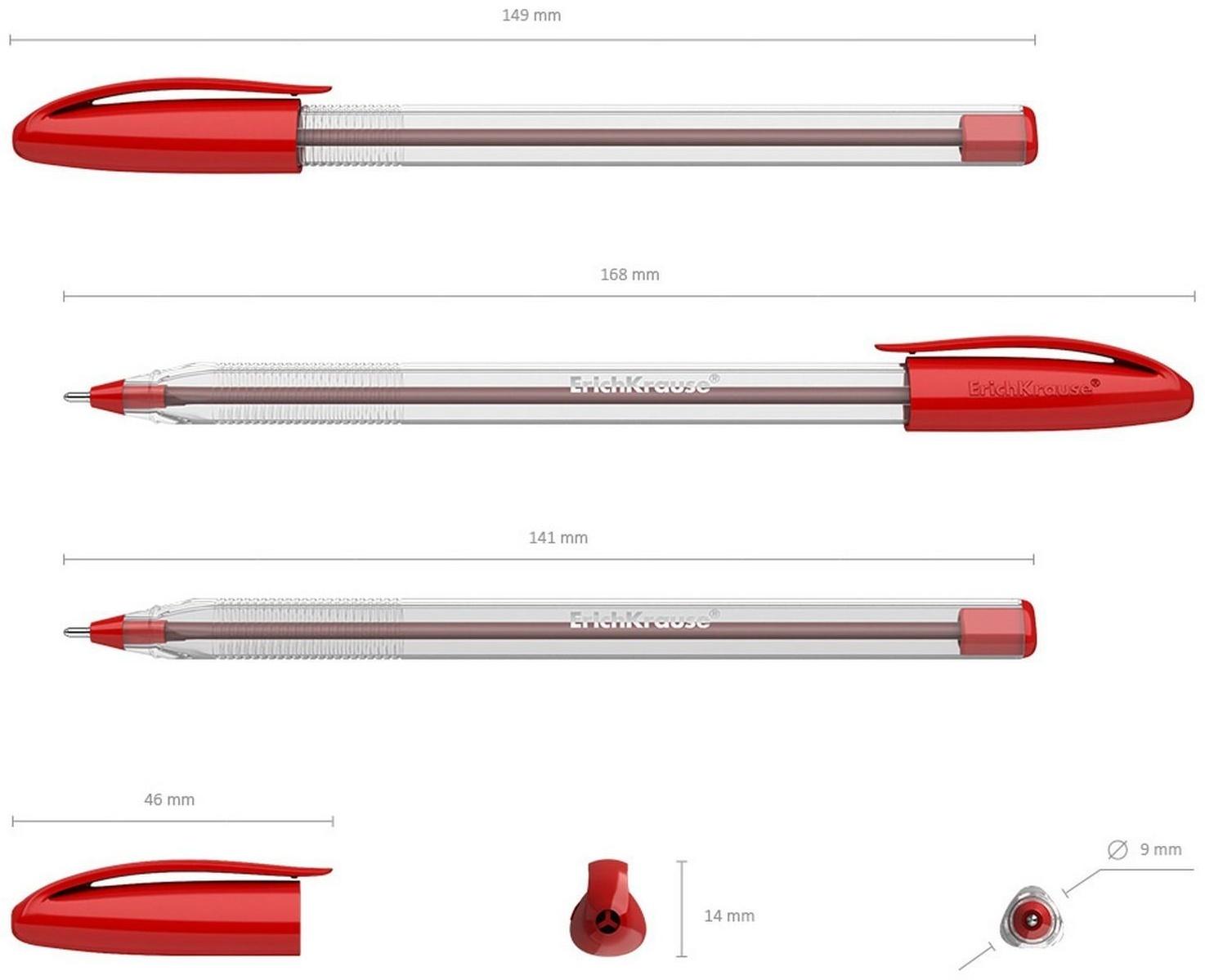 Ручка шариковая ErichKrause U-108 Classic Stick 1.0, Ultra Glide Technology, чернила красные