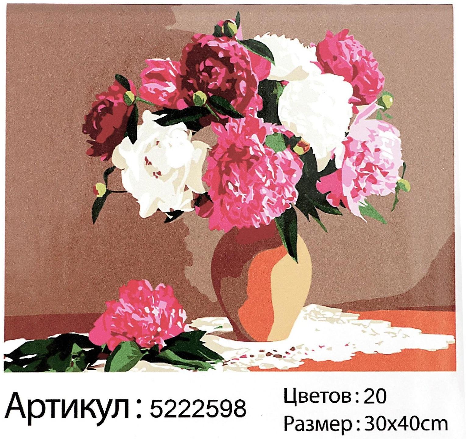 Картина по номерам на холсте с подрамником «Букет в глиняном горшке», 40х30 см