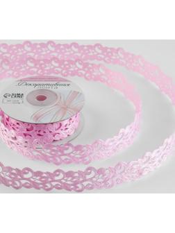 Лента фигурная «Вьюнчик», 25 мм, 9 ± 0,5 м, цвет розовый