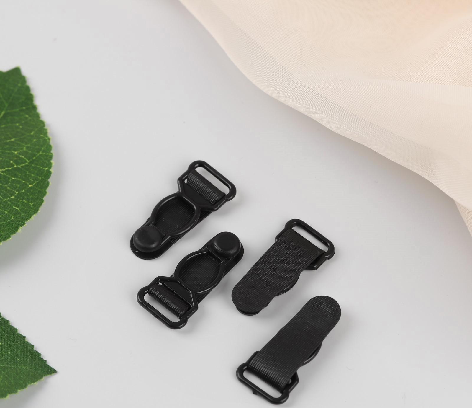 Застёжка для чулок, 12 мм, 4 шт, цвет чёрный