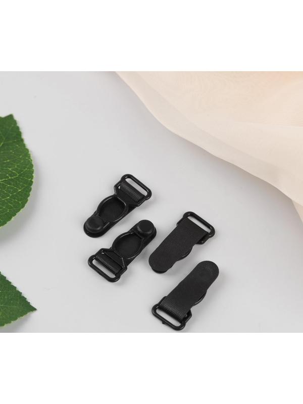 Застёжка для чулок, 12 мм, 4 шт, цвет чёрный