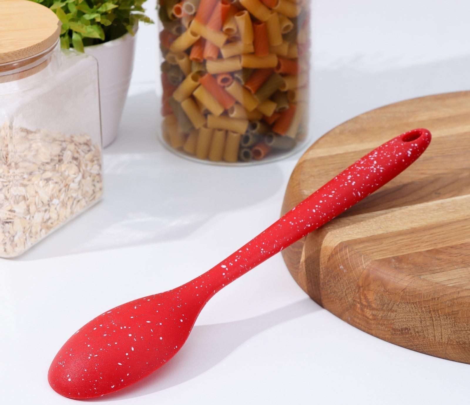 Ложка силиконовая гарнирная Доляна «Гранат», 28,5 см, цвет красный