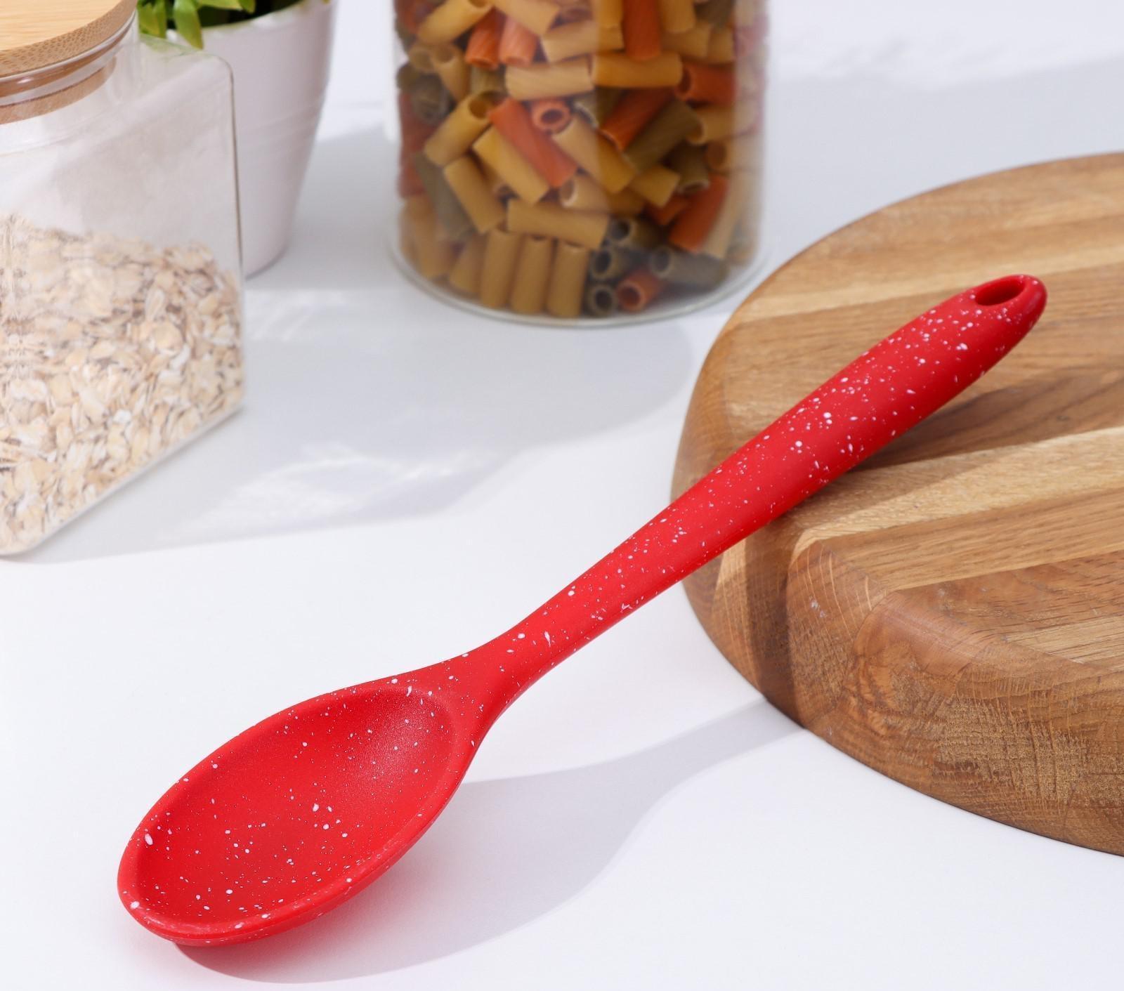 Ложка силиконовая гарнирная Доляна «Гранат», 28,5 см, цвет красный