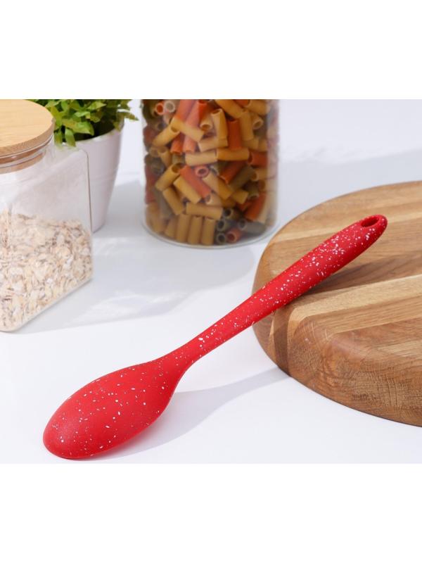 Ложка силиконовая гарнирная Доляна «Гранат», 28,5 см, цвет красный