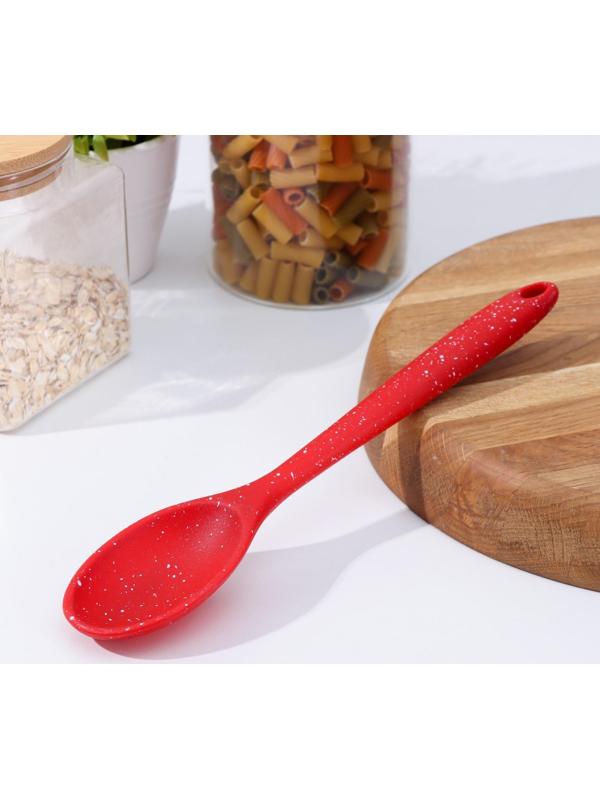 Ложка силиконовая гарнирная Доляна «Гранат», 28,5 см, цвет красный