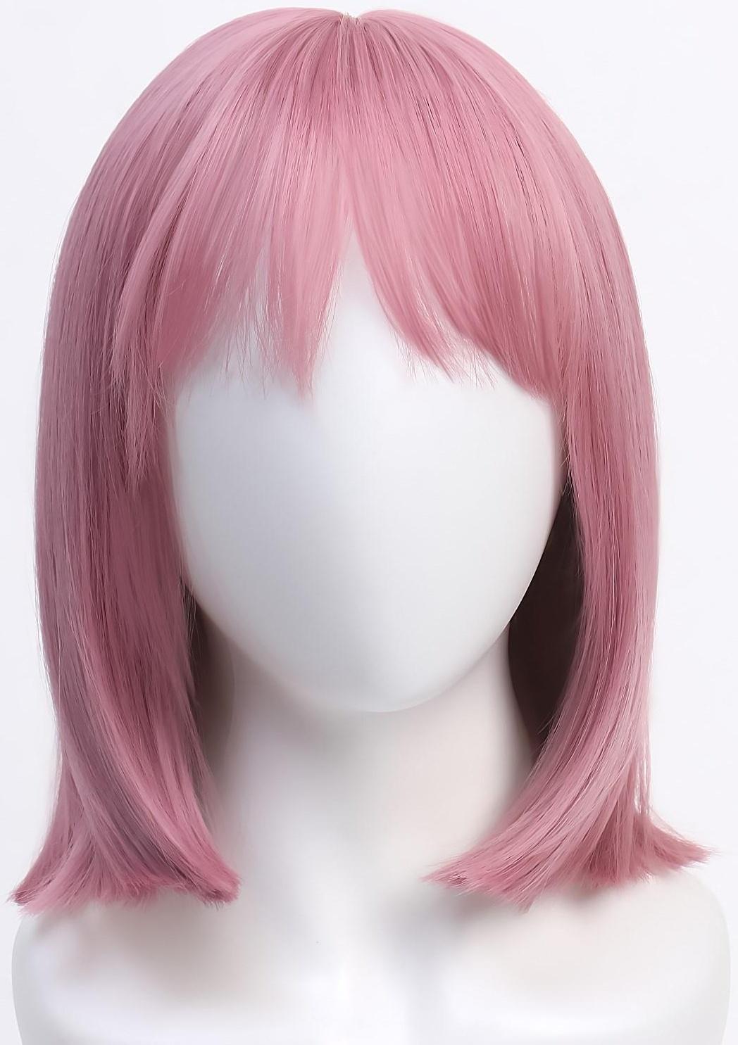 Парик искусственный, с чёлкой, имитация кожи, 30 см, 160 гр, цвет пепельно-розовый(#SHT608)