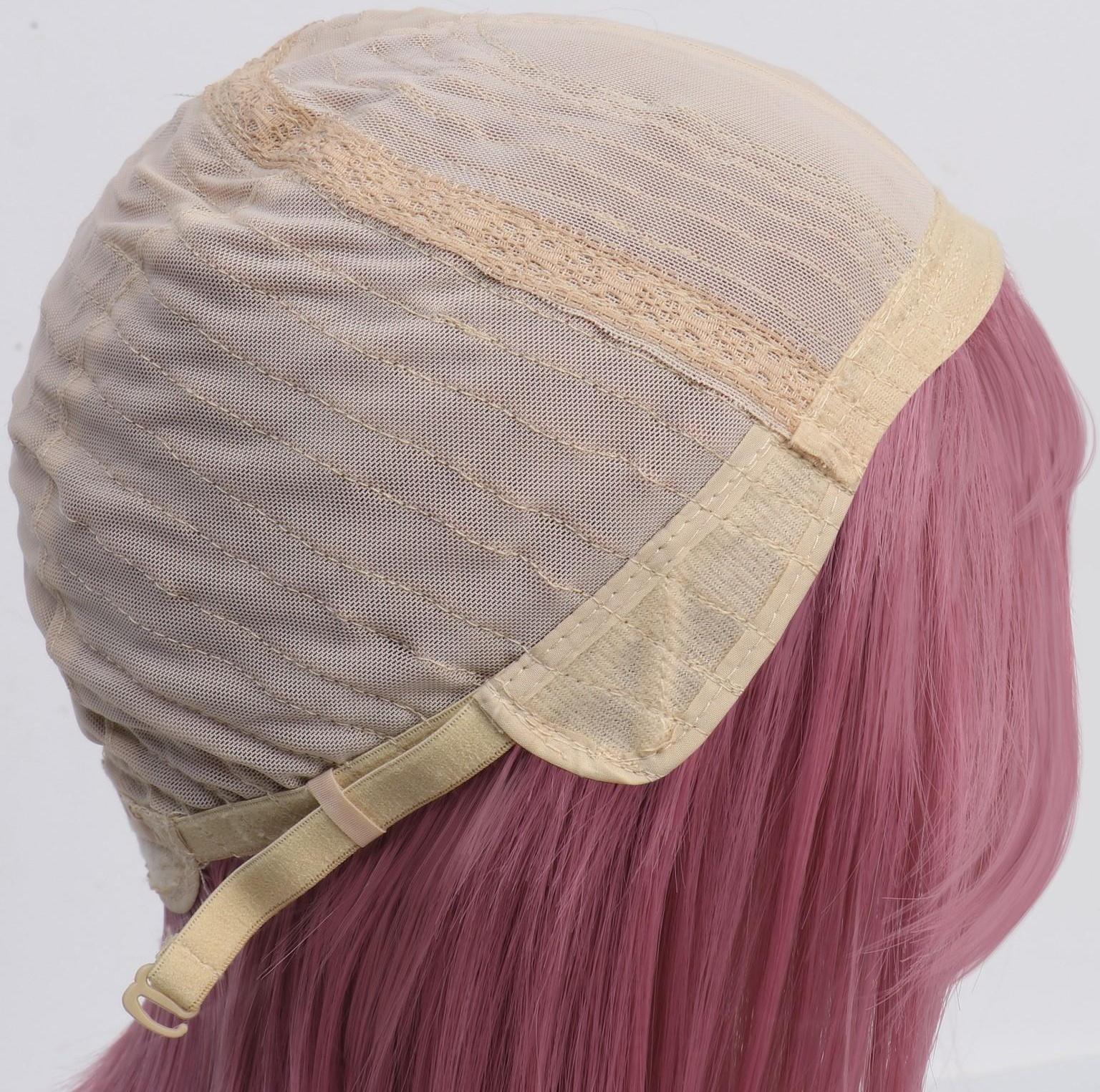 Парик искусственный, с чёлкой, имитация кожи, 30 см, 160 гр, цвет пепельно-розовый(#SHT608)