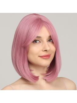Парик искусственный, с чёлкой, имитация кожи, 30 см, 160 гр, цвет пепельно-розовый(#SHT608)