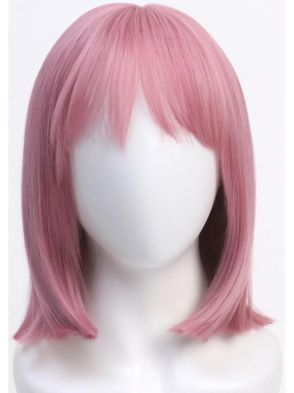 Парик искусственный, с чёлкой, имитация кожи, 30 см, 160 гр, цвет пепельно-розовый(#SHT608)