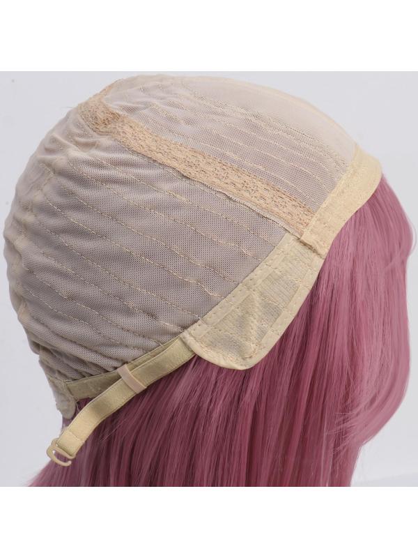 Парик искусственный, с чёлкой, имитация кожи, 30 см, 160 гр, цвет пепельно-розовый(#SHT608)