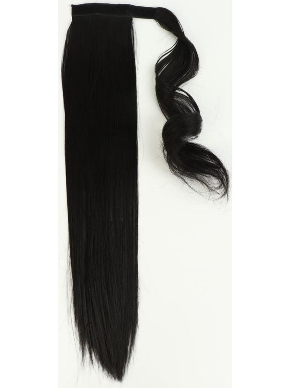 Хвост накладной, прямой волос, на резинке, 60 см, 100 гр, цвет чёрный(#SHT3)