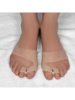 Силиконовый бандаж на стопу, с корректором, с магнитами, 7,5 × 7,2 см, цвет бежевый