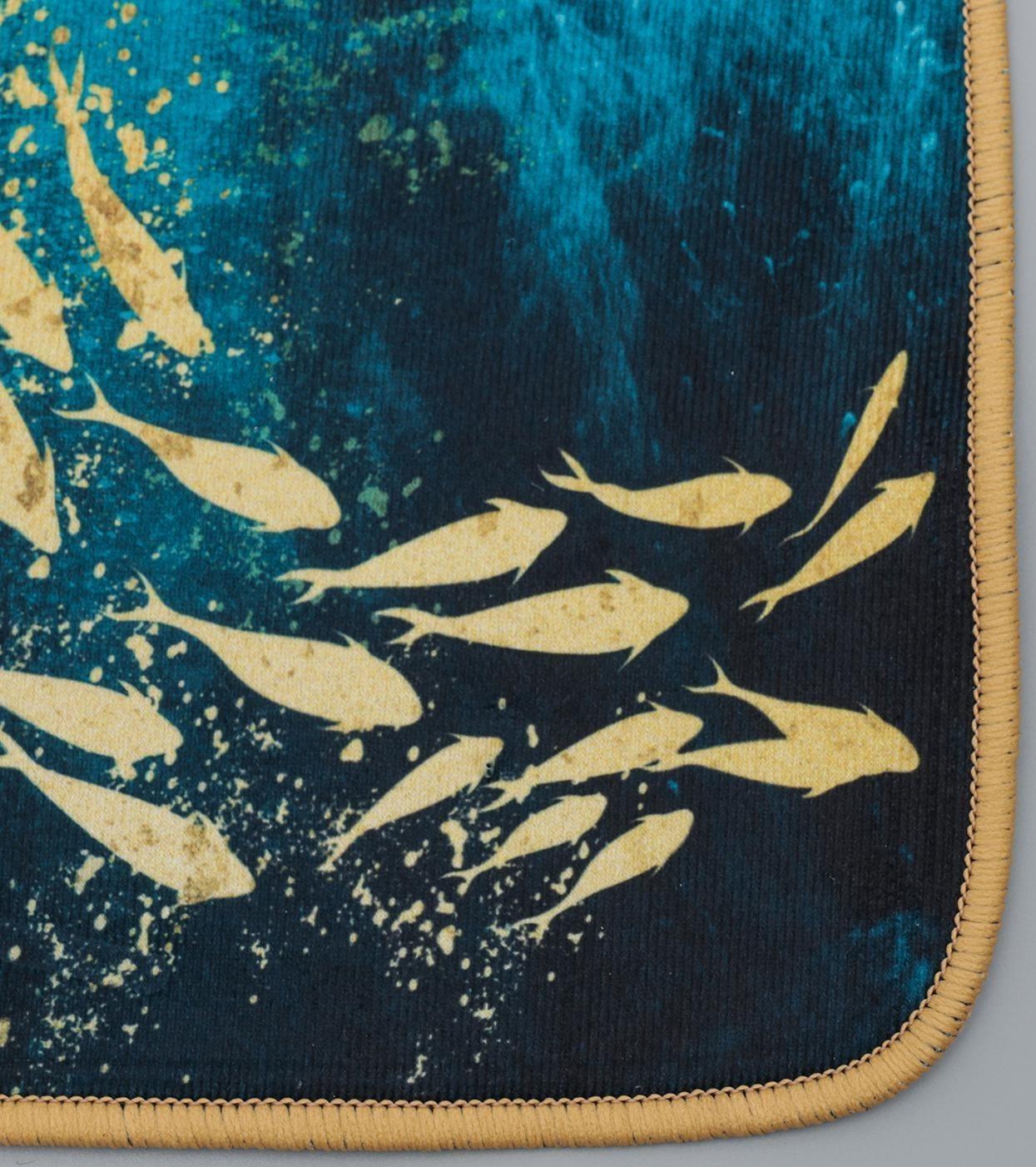 Набор ковриков для ванной и туалета Доляна «Рыбки», 3 шт: 50×80, 50×40, 40×43 см