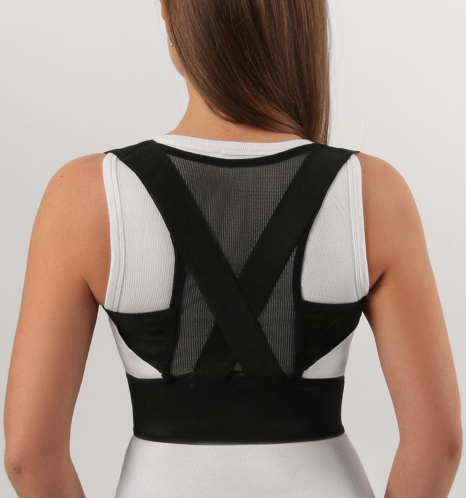 Массажёр-фиксатор для осанки, на липучках, размер S, цвет чёрный