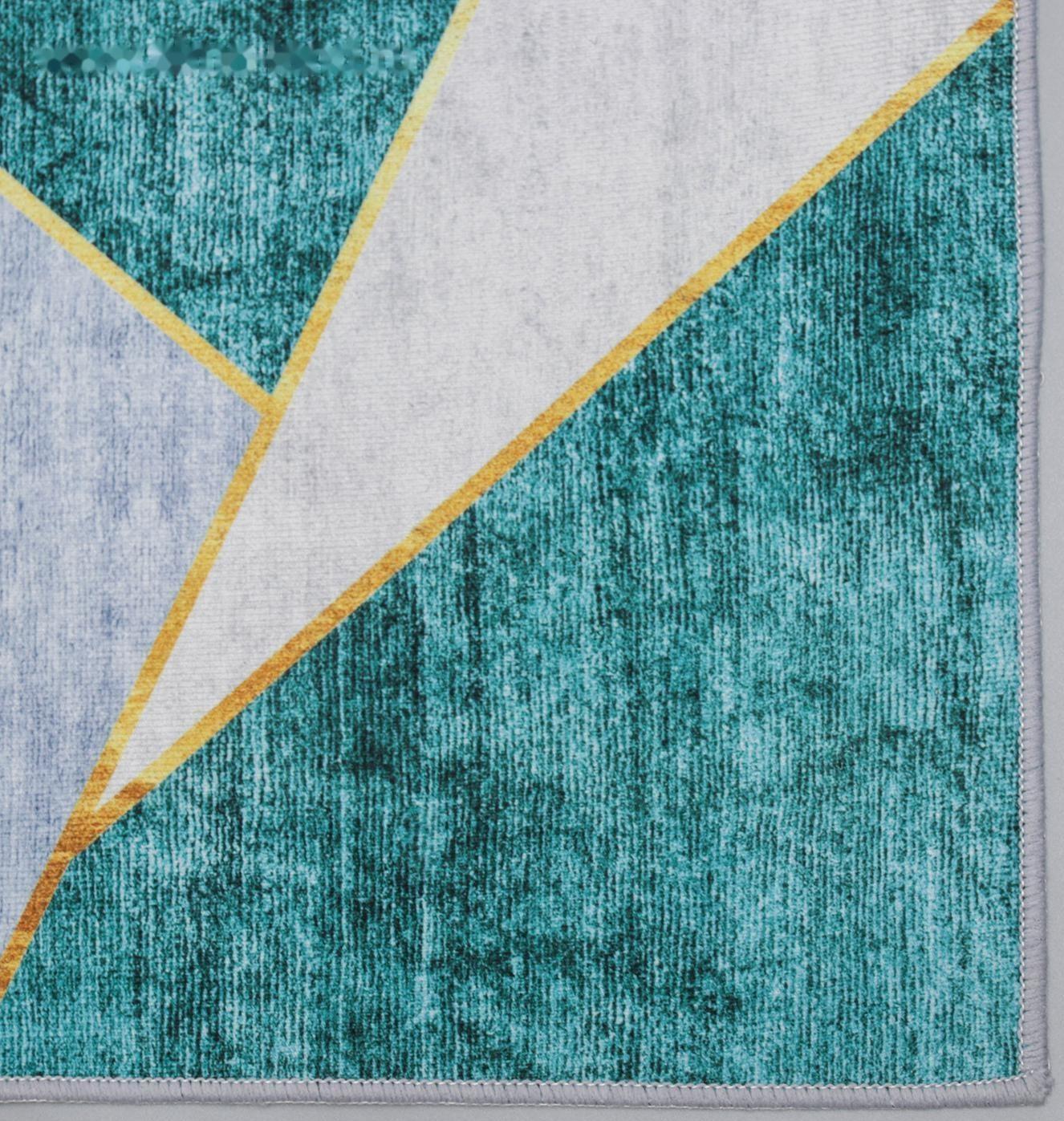 Набор ковриков для ванной и туалета Доляна «Геометрик», 2 шт: 45×120 см, 40×60 см, цвет зелёно-серый