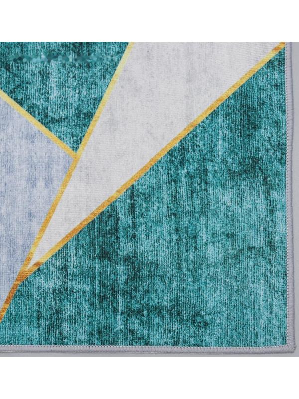 Набор ковриков для ванной и туалета Доляна «Геометрик», 2 шт: 45×120 см, 40×60 см, цвет зелёно-серый