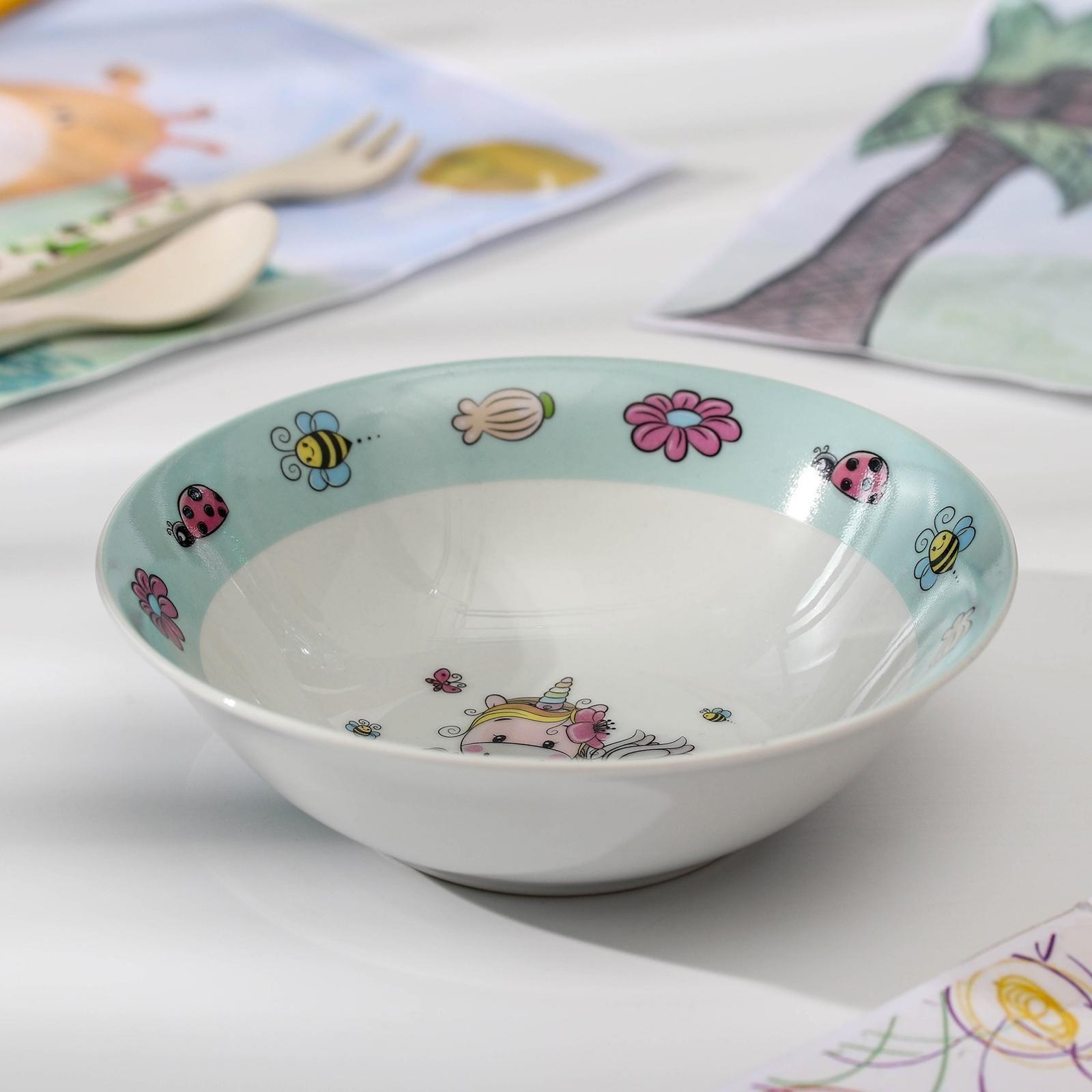 Тарелка керамическая глубокая Доляна «Единорожка», 400 мл, d=15 см