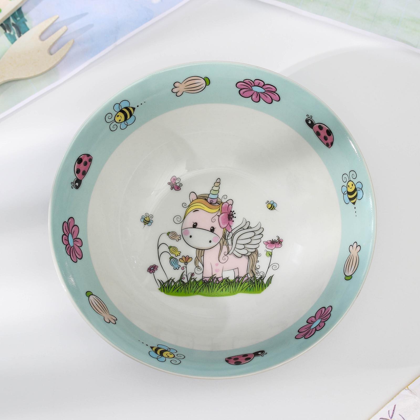 Тарелка керамическая глубокая Доляна «Единорожка», 400 мл, d=15 см