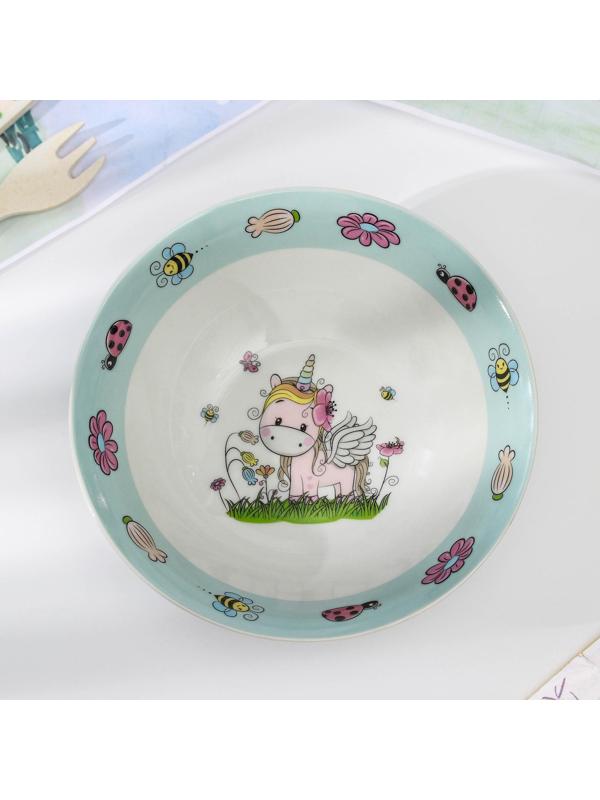 Тарелка керамическая глубокая Доляна «Единорожка», 400 мл, d=15 см